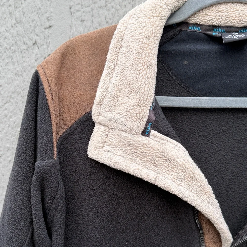 Kuhl Men’s Black Fleece Jacket w/Camel Shearling Neck Size: M